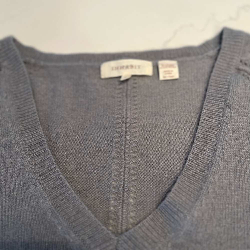 INHABIT Blue cashmere v neck sweater fits Small - Medium - Picture 3 of 7